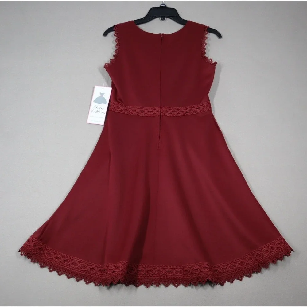 Rare Editions Big Girls‎ Princess Bodice Skater Dress - Burgundy - Size 16
